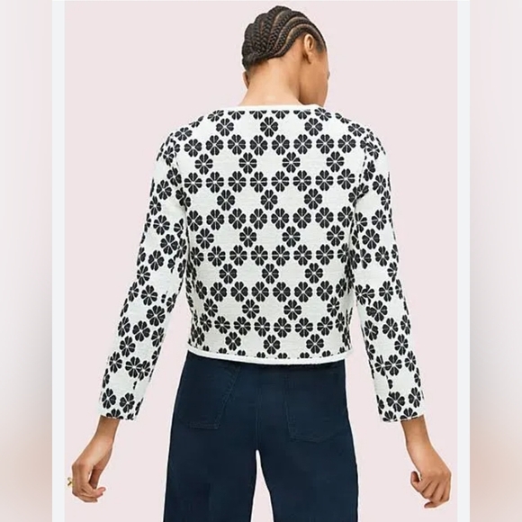 Kate Spade Tweed Jacket skirt suit Career Office  Cream&black Floral Size‎ 4 - Picture 3 of 15